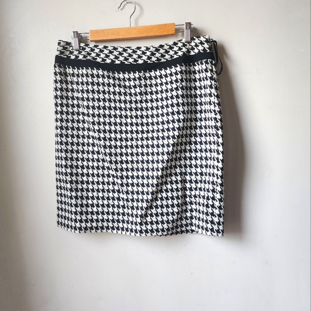 ALFANI sz 12 Women's Houndstooth Mid-Length Lined Straight Pencil Skirt